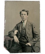 Tintype Photo - Young Good Looking Fella with Tinted Rosy Cheeks &amp; Blue ... - £26.46 GBP