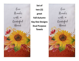 KAY DEE DESIGNS Give Thanks w/ Heart H6403~(2) Dual Purpose Terry Towels... - $15.96