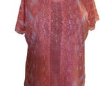 Chico&#39;s women&#39;s 2 Large orange geometric print shirt top blouse rhinestones - $14.84