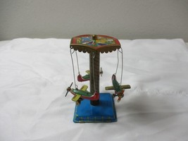 Vintage 50s-60s Airplane Wind-up Lever Tin Toy Plane carousel - £26.03 GBP