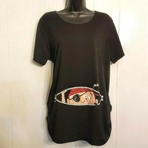 NWT Pirate Baby MATERNITY T Shirt size L Black Stretch Tee Knit Top Ruch... - $19.71