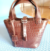 Women Brown Crocodile Leather Hand Bag Alligator free shipping Lock Handmade - £557.52 GBP