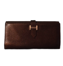 Authentic Hermes Togo Leather Chocolate Trifold Wallet - £370.16 GBP