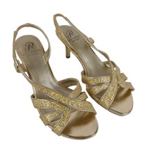 Adrianna Papell Nora Gold Glitter Strappy Sandal High Heels Shoes Women&#39;s 8 M - £19.45 GBP