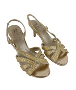 ADRIANNA PAPELL Nora Gold Glitter Strappy Sandal High Heels Shoes Women&#39;... - £19.05 GBP