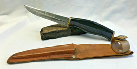 Vtg Tramontina Stainless Steel Fixed Blade Knife w/ Leather Sheath Brazil - £79.91 GBP