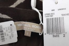 NEW Michael Kors Women Brown Zebra Print Linen Skirt Sz 2 Italy Neiman Marcus image 5