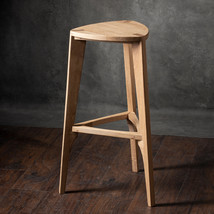 Oak wood bar stool -Flat seat -  Three-legged stool - Counter stool - Bar stool  - £385.31 GBP