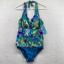 New Contour By Beach Scene Womens One Swimsuit Size 10 Blue Watercolor H... - $19.79