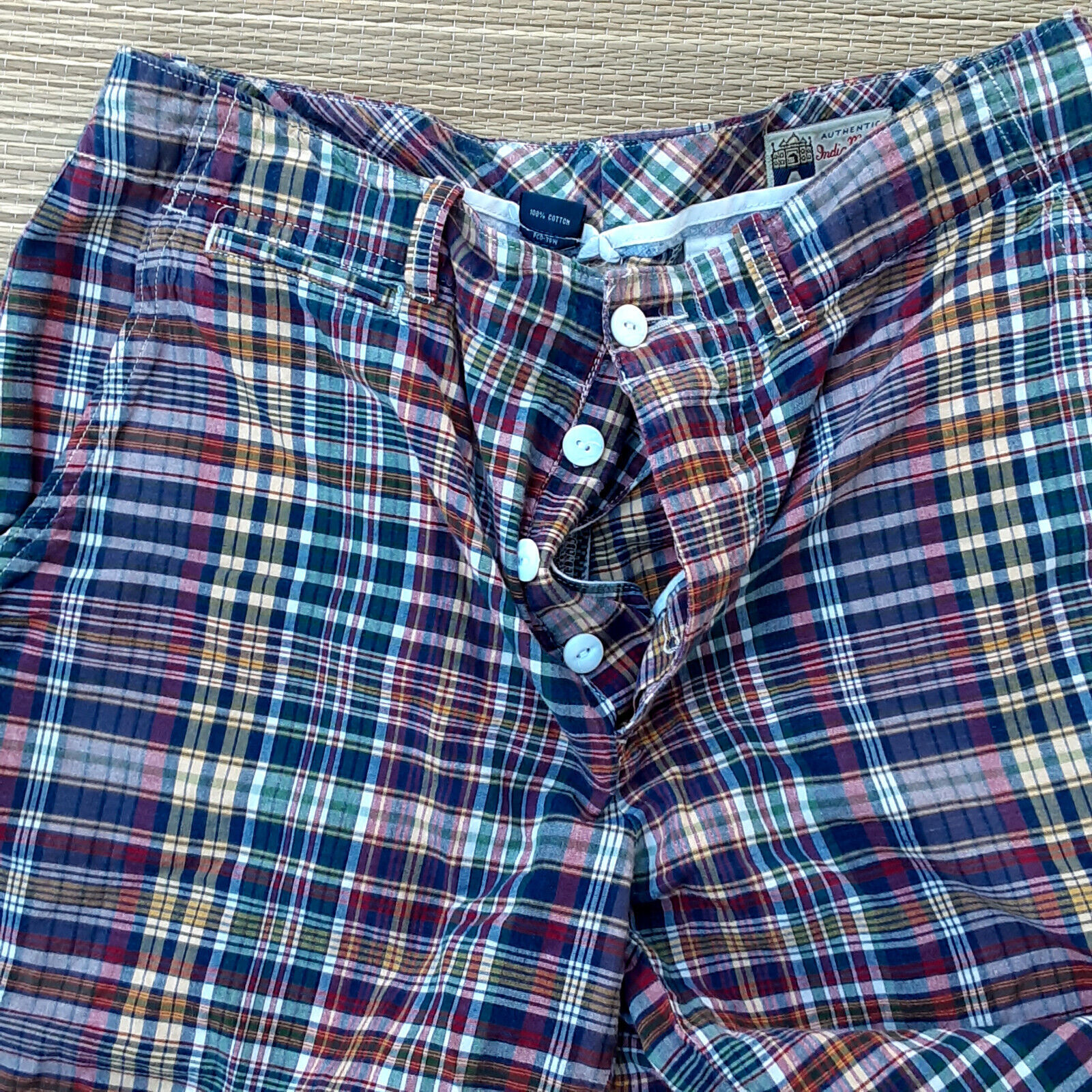 Primary image for Polo Ralph Lauren Mens Button Front Authentic Madras Plaid Shorts Sz 34 Tag 32