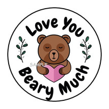 30 Love You Beary Much Envelope Seals Labels Stickers 1.5&quot; Round Teddy Bear - £5.89 GBP