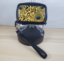 Debbie Brooks Black Peacock Animal Print Rhinestone Wristlet Wallet Phon... - $23.77