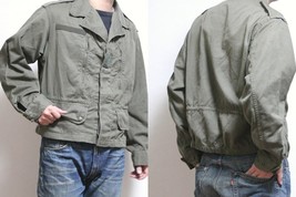 Vintage French army F1-F2 olive field jacket military khaki short style ... - £24.03 GBP