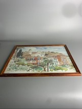 French Vintage Wood Picture and Frame Villefranche Sur Mer Signed Cattier - £92.21 GBP