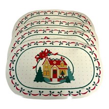 Vintage Set of 4 B&amp;D Christmas Holiday Placemats 17.75”x11.75 Plastic Ho... - £29.88 GBP