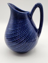 Rare Swedish Pottery MCM RORSTRAND BLUE FIRE PITCHER Bla Eld 6&quot; TALL Clean - £49.42 GBP