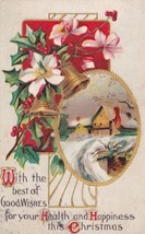 Christmas Holly Bell Flowers Winter Snow Scene 1910 Farmington MO Postcard D56 - £2.38 GBP