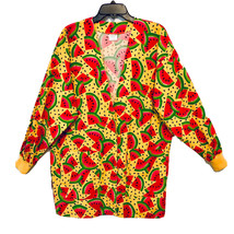 Cotton Scrub &amp; Co. Womens L Watermelon Print Long Sleeve Snap Medical Lab Coat - £13.25 GBP