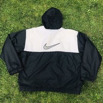 Vintage 90s Nike Swoosh Pullover Coat Jacket 1/4 Zip Mens XXL Black White - £26.76 GBP