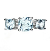 Irradiated Natural Sky Blue Topaz 7mm White Gold Plate 925 Silver Ring Sz 8 - £75.17 GBP