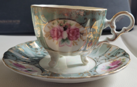 2 pc. Teacup and Saucer Sterling Fine China Flowers Shiny 2 3/4&quot; Luster ... - $26.99