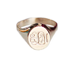 Large Signet Ring Men Engraved Ring Monogram Father&#39;s Day Gift - £44.17 GBP+