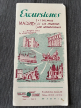 Vintage Viajes Conde Madrid Excursiones Spain 10 panel brochure by motor... - $37.50