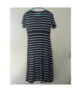 L.L. Bean Short Sleeve V-neck Blue &amp; White Stripes Midi Dress Sz S - $626.28 MXN