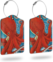 2 Pack Luggage Tags for Suitcases,Octopus Leather Cruise Suitcases Tag with Stai - £12.63 GBP