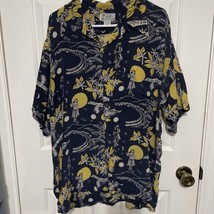 Avanti Mens Moonlight Hula Girl Silk Hawaiian Shirt XL Lightweight - £36.75 GBP