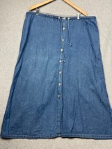 Vintage Sag Harbor Denim Maxi Skirt Womens Xl Button Up Tie Waist Causal Simple - £30.03 GBP