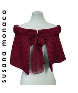 Susana Monaco Knit Cape, Front Tie, Burgundy - $735.04 MXN