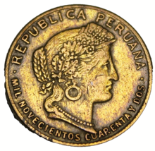 Peru 5 Centavos, 1942~Rare~Very Scarce~Free  Shipping - £60.95 GBP