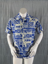 Vintage Hawaiian Shirt - Tribal and Ku Pattern by Pacific Isle - Men&#39;s Medium - £58.92 GBP