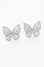 Crystal Butterfly Earrings Silver - £81.62 GBP