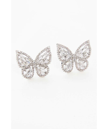 Crystal Butterfly Earrings Silver - £65.52 GBP