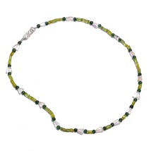 Natural Peridot Aventurine Moonstone Gemstone Smooth Beads Necklace 17&quot; UB-6587 - £7.82 GBP