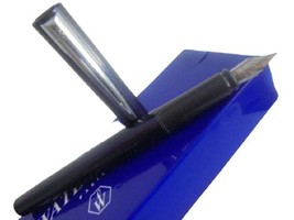 WATERMAN Graduate fountain pen in steel and dark blue color Made for RAI TV In g - $28.00
