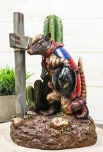 Rustic Western Armadillo Cowboy by Saguaro Cactus Praying By The Cross Figurine - £31.46 GBP