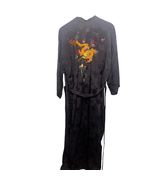 Vintage Golden Bee Embroidered Dragon Kimono Robe Black Rayon Floral Sz L - $42.00