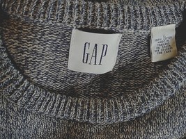 Gap Men&#39;s Ls CREW-NECK Gray 100% Cotton SWEATER-L-EXCELLENT-WORN ONCE-VARIEGATED - £9.03 GBP