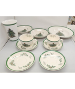 Spode Christmas Tree 10 Pieces Earthenware Made England Green Trim S3324 - £88.49 GBP