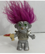 Vintage Russ Silver Martian Space Alien Troll Doll Metallic Purple Hair Ray Gun - $18.19