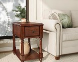 Narrow End Table With Drawer And Storage Shelf, Solid Wood Sofa Side Tab... - $305.99