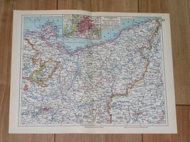 1928 Original Vintage Map Of Pommern Pomerania Stettin Berlin Map Poland Germany - $25.88