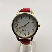 Nine West Gold Tone Red Band Women’s Watch Working New Battery - £17.60 GBP