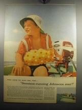1957 Johnson Sea-Horse Outboard Motors Ad - Kids love to man 'em, too - $18.49