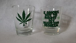 Hippie Marijuana Whiskey Shot Glass Set Weed Stoner Cannabis Green Pot Art Kalan - $14.85