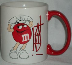 M&M Red Character Ceramic Coffee Mug M and M Hot Chocolate Candy Cider 2012 Gift - $24.95