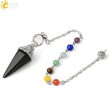 CSJA 7 Chakra Pendulums for Divination Dowsing Clock Rod Healing String Pendulum - £12.82 GBP